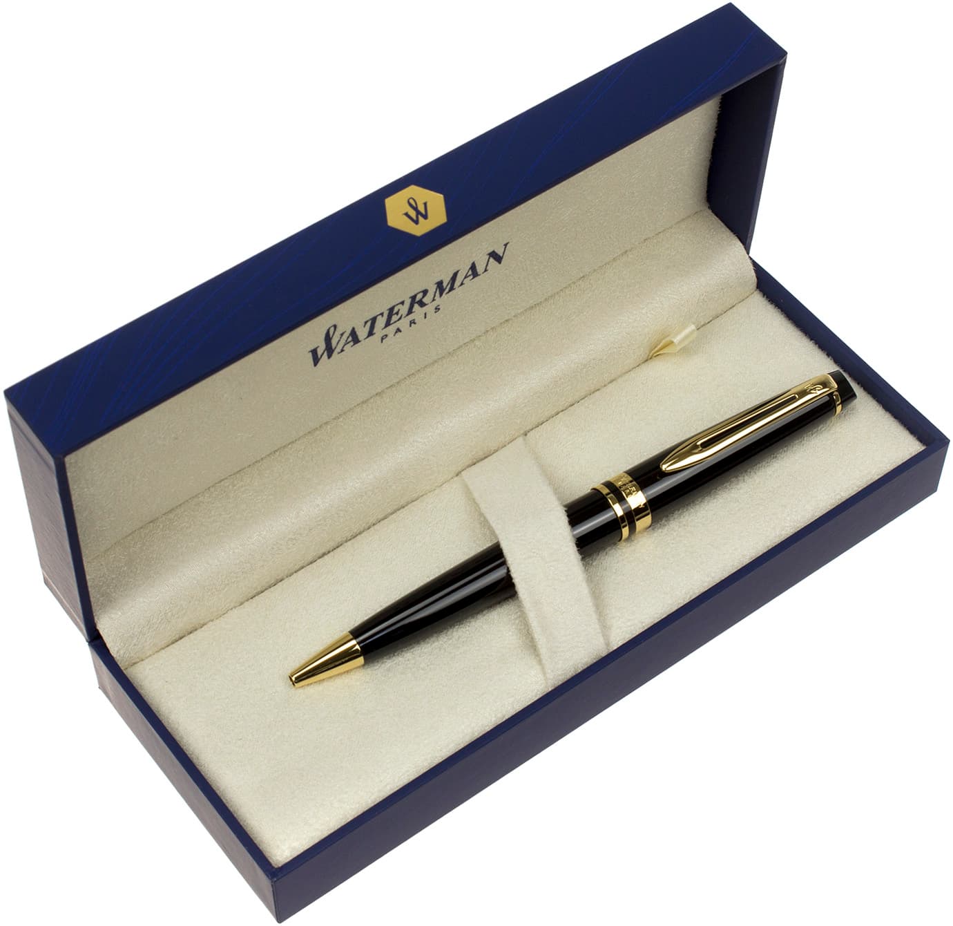 Ручка шариковая Waterman Expert черная с позолотой 20021