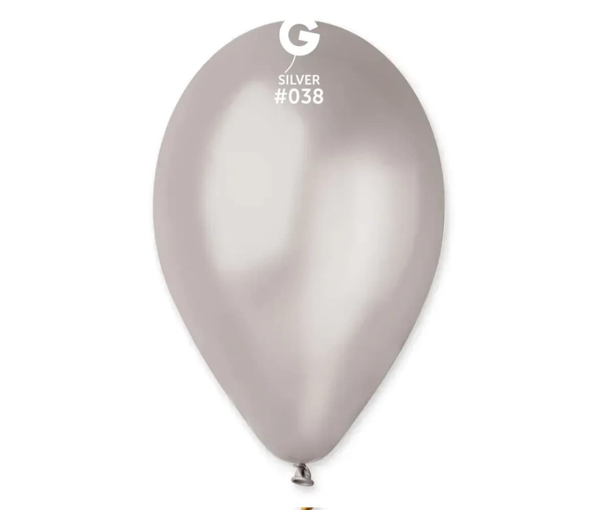 Кулька повітр. латексна 10"/26см срібло №GM90/№09381(100)