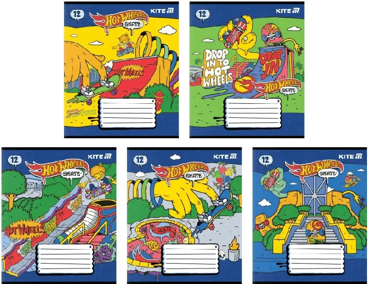 Тетрадь 12л. клет. "Kite" софт тач+УФ лак Hot Wheels №HW25-232-2(25)(600)