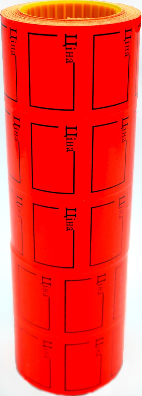 Цінник клейкий в рул. 6м "Buromax" "Ціна" 35х25мм 240шт червоний №BM282106-05(10)(200)
