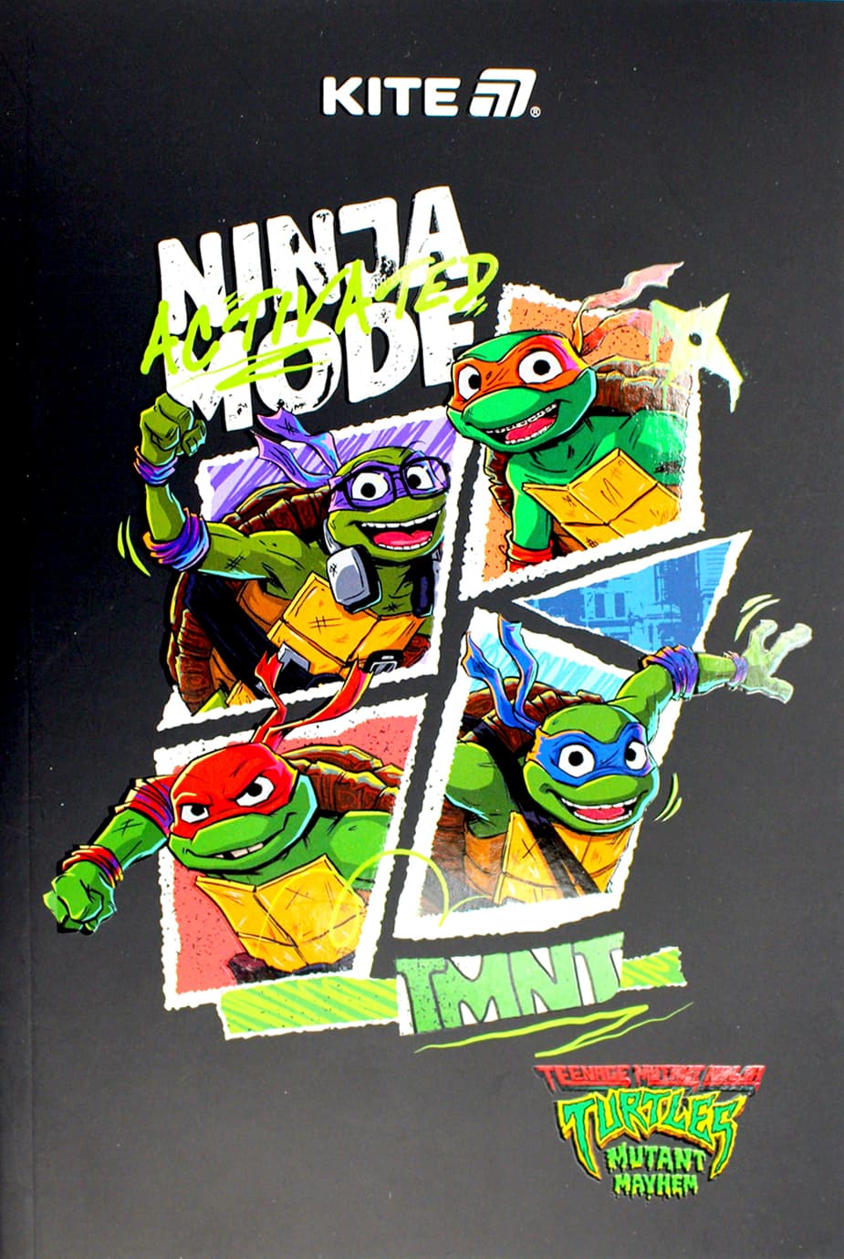 Блокнот А5 64арк. б/лін. м'яка обкл. Ninja Turtles термобіндер №NT25-193-2/Kite/(10)