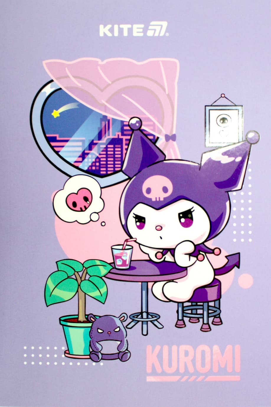 Блокнот А5 64арк. б/лін. м'яка обкл. Kuromi термобіндер №HK25-193/Kite/(10)