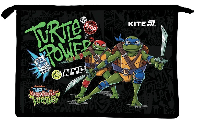 Папка "Kite" №NT25-428 А4+ Ninja Turtles на молн.(12)