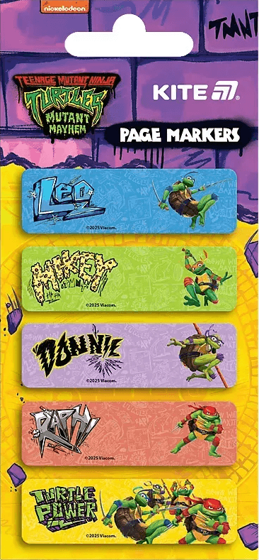 Закладка бумаж. "Kite" №NT25-480 Ninja Turtles 5х15х50мм,100шт с рисунком(40)