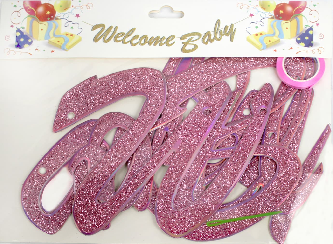 Гірлянда "Welcome baby" рожевий глітер №16238(36)
