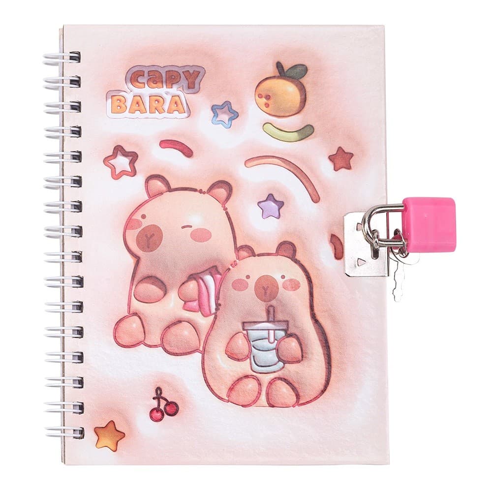 Блокнот пруж. бок. А6 48арк. кліт. із замком асорті"Kids line. Capybara2" №ZB.700005/Zibi/
