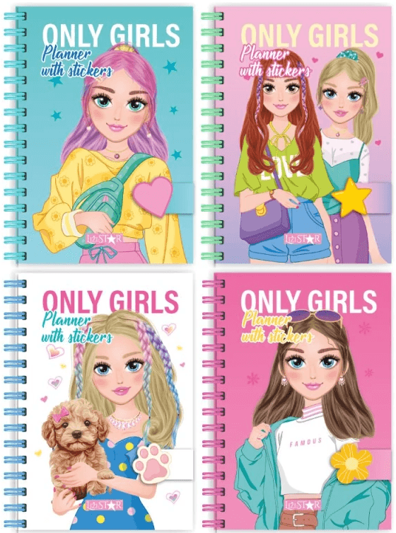 Блокнот пруж. бок. В6 64арк. "Only Girls Planner" з наліпками №LS-01/Апельсин/(12)