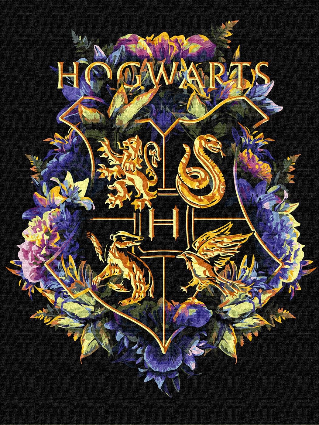 Картини по номерах акрил.WB"HarryPotter:ГербГоґвортсу з фарбами металік"30х40см№KHО5209