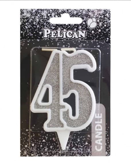 Свічка ювілейна "45" 7см срібло №867245/Pelican/(1)(32)