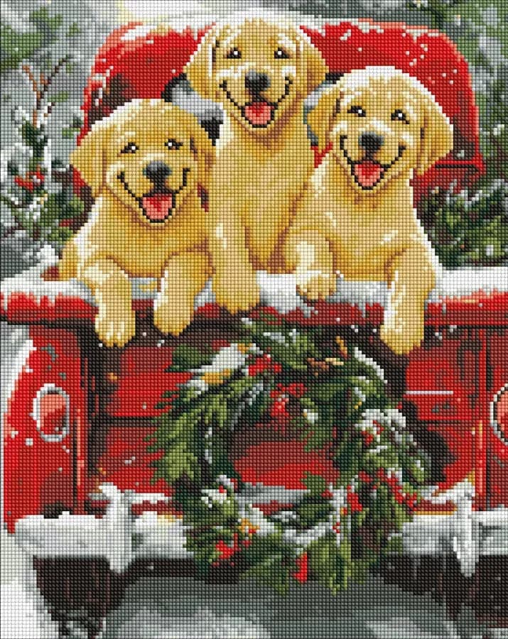 Набір з алмазною мозаїкою "Собача поїздка" 40х50см №AMO20006/Ідейка/