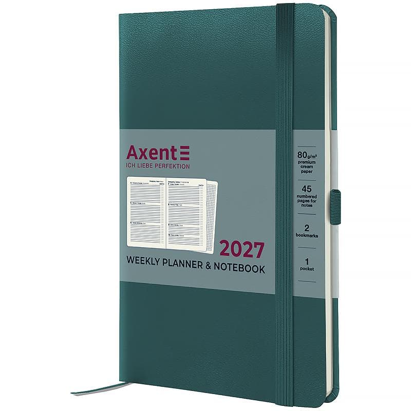 Щотижн. А5 "Axent" дат2027 Partner Strong малахітовий №8505-27-31-A(12)