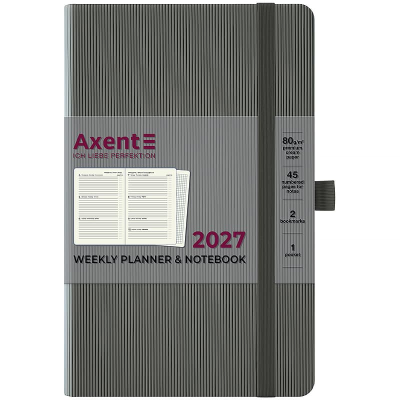Щотижн. В6 "Axent" дат2027 Partner Lines сірий №8515-27-03-A