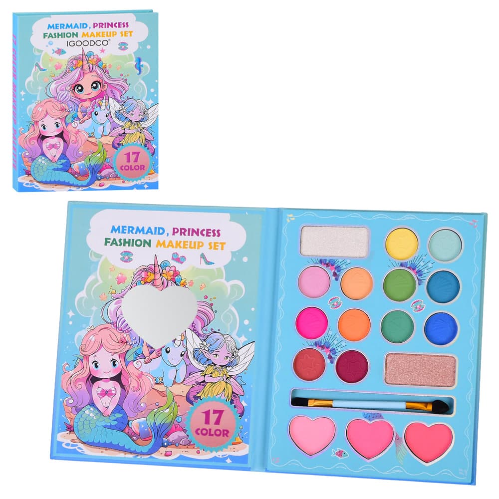 Косметика палетка (русалки),тіні,рум'яна,17шт/17кольорів,пензлик,дзеркало №IG3243(60)