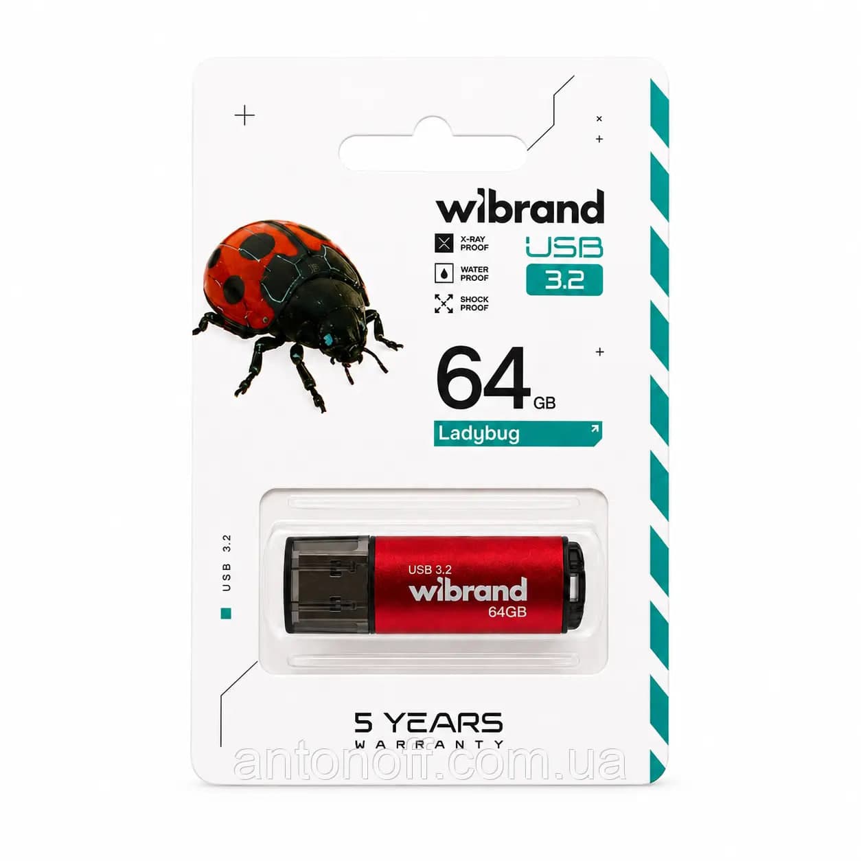 Флеш-пам`ять 64GB "Wibrand" Gen1 Ladybug USB3.2 red