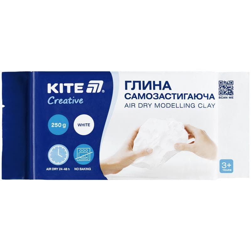 Глина самозастигаюча "Kite" Creative біла 250гр №K-292