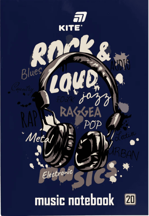Нотная тетрадь А4 20л. Rock&Loud №K26-404/Kite/(10)