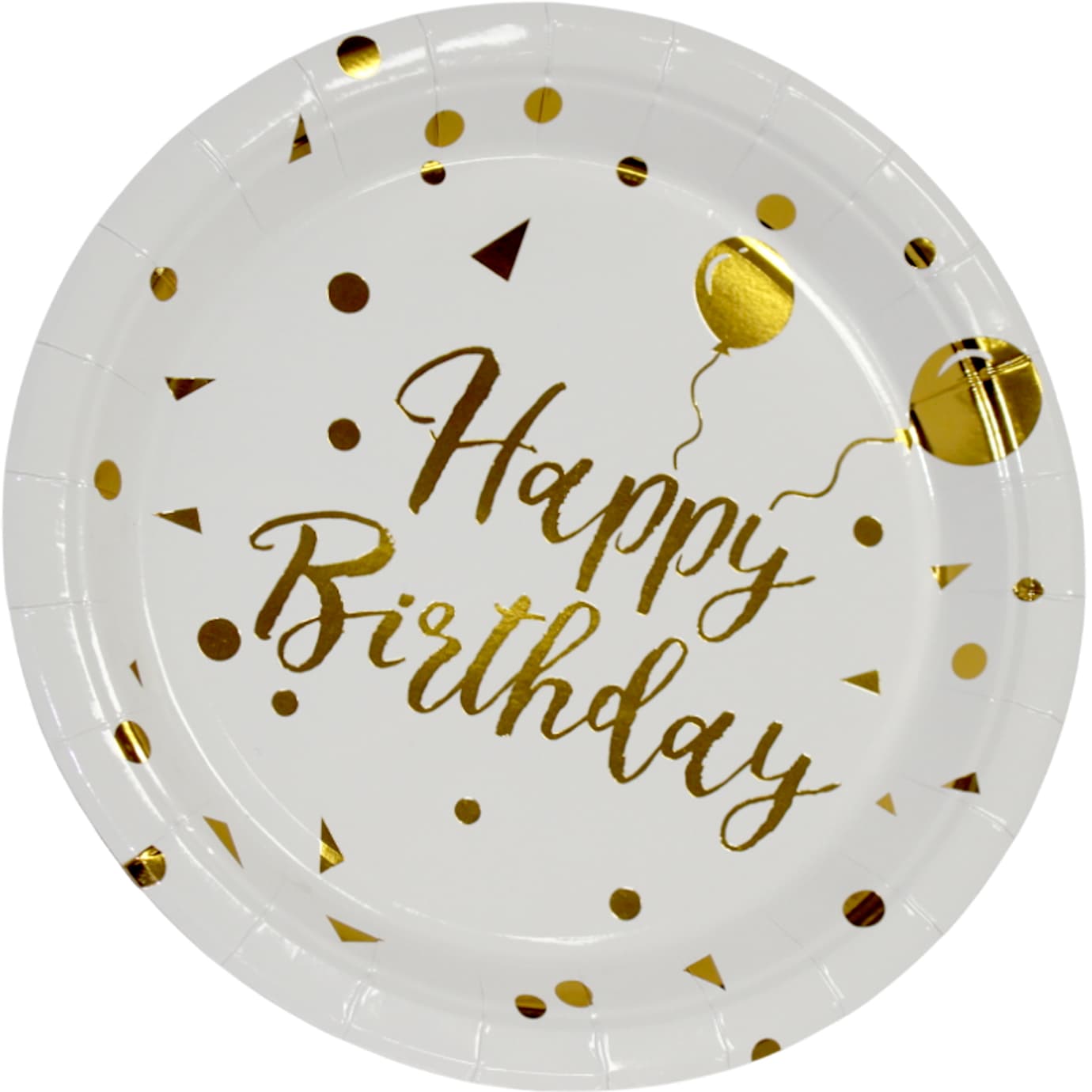 Тарілка паперова, d-230мм,Happy birthday кульки золото(10)