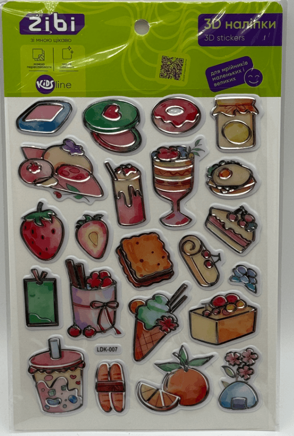 Наліпка 3D "Смаколики" 19см, KIDS Line №ZB.63408/Zibi/