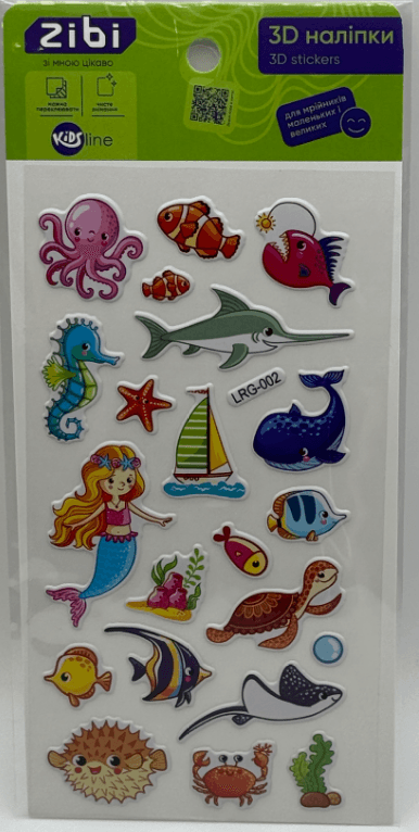 Наліпка 3D "Жителі морських глибин" 18см, KIDS Line №ZB.63344/Zibi/