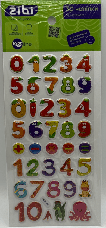 Наліпка 3D "Цифри та лічба" 23см, KIDS Line №ZB.63383/Zibi/