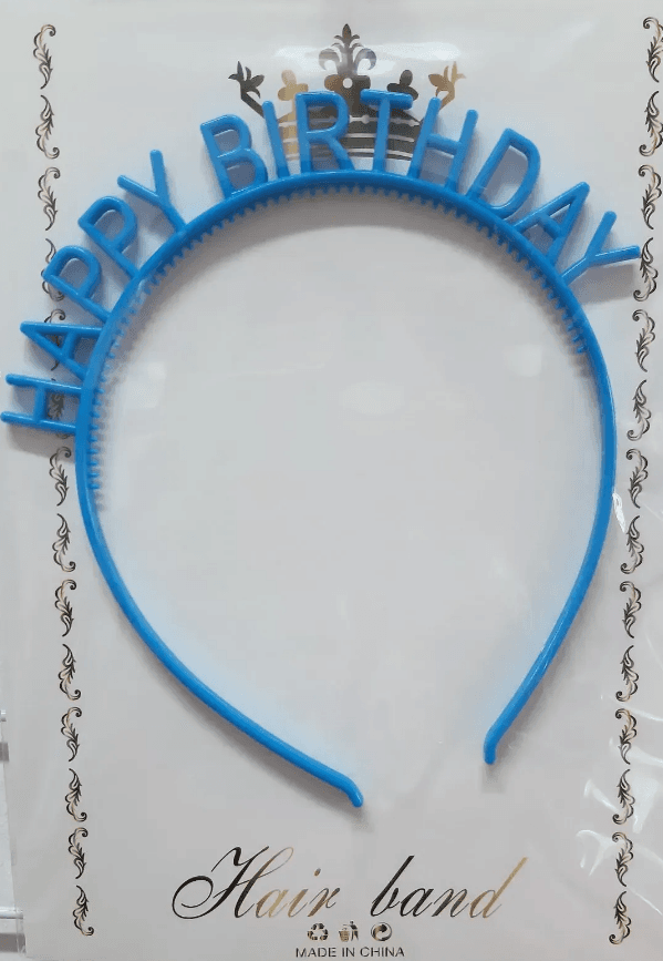 Обруч для волосся "Happy birthday" блакитна пастель №15825(20)