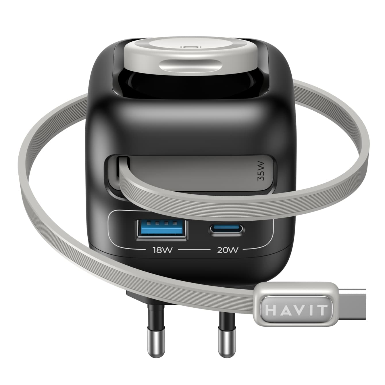Зарядное устройство Havit №HV-UC250 GaN 35W USB-A+Type-C+Кабель Type-C +Watch Charger