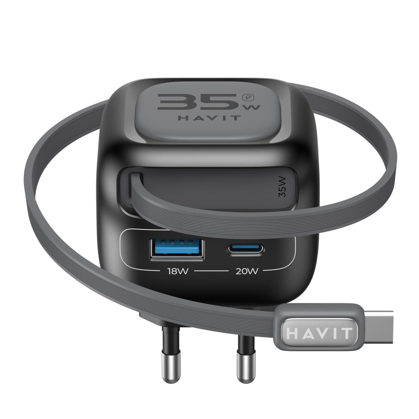 Зарядное устройство Havit №HV-UC251 GaN 35W USB-A+Type-C+Кабель Type-C
