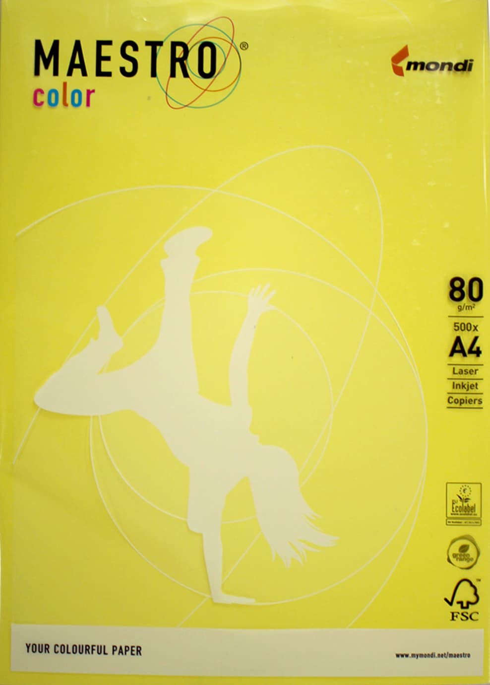 Папір кольоровий А4 80г/м2 Maestro Color Intensiv CY39 жовтий (500)