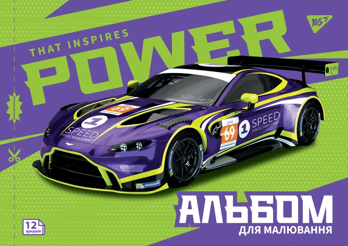 Альбом для малюв. на скобі 12/100 А4 з перфор. Sport car №130602/Yes/(8)(192)