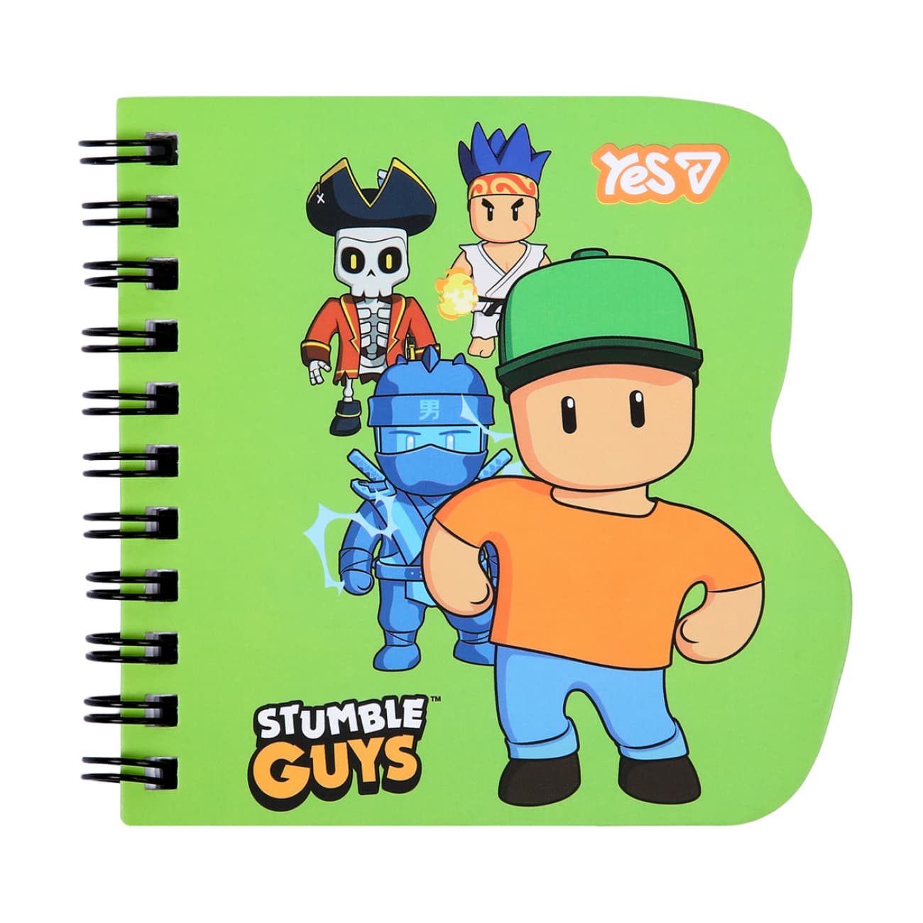 Блокнот пруж. двойн. 100х100мм 30л. клет. "Stumble Guys Green" фигур №152185/Yes/(30)(60)
