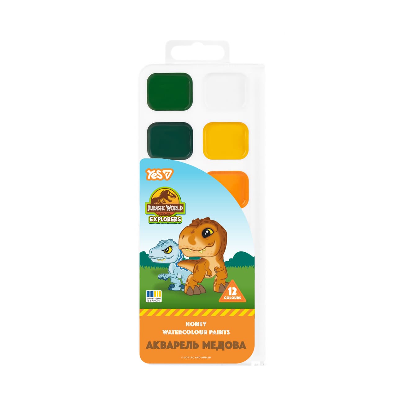 Акварель 12 кольор. "Yes" Jurassic World.Kids медові №110316 б/п(48)