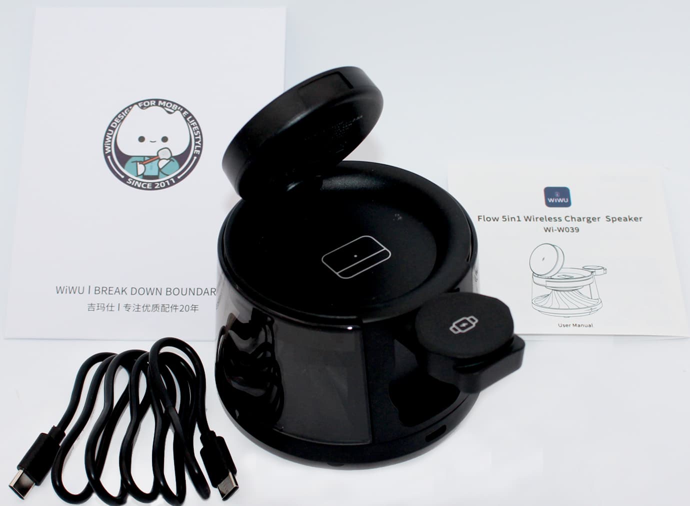 Зарядное устройство WUW №Wi-039 5в1,беспроводное, колонка, ночник,15W black/Breidon/