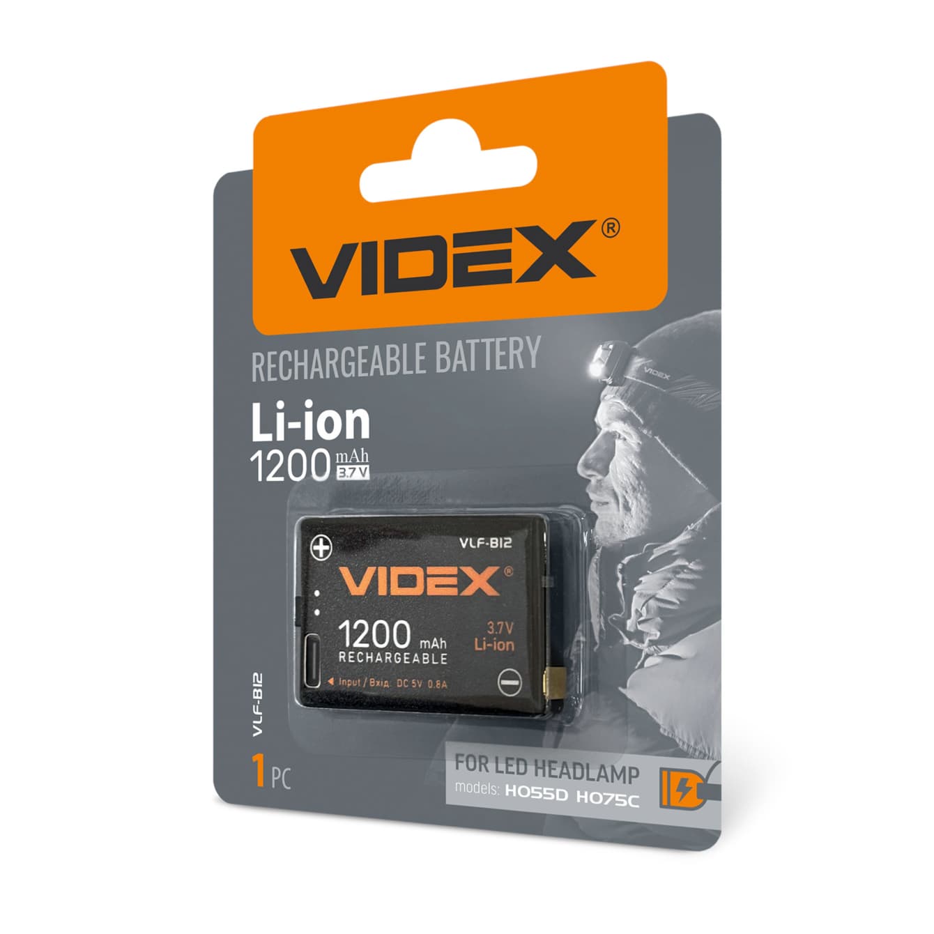 Акумулятор Videx Li-ion VLF-B12,1200mAh,блістер 1шт,захист