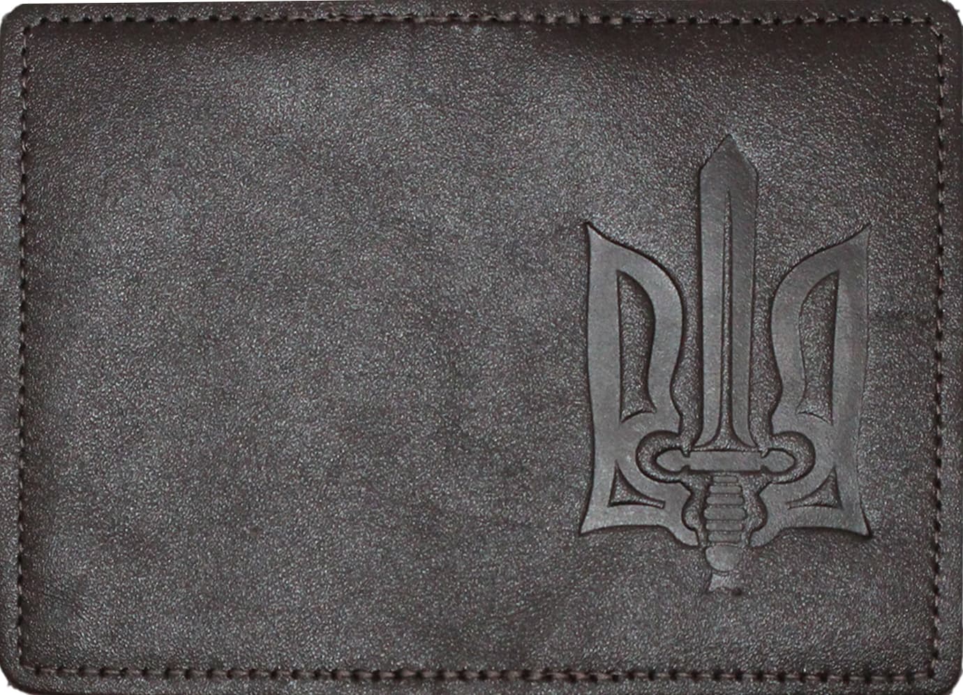 Облож. на паспорт ID-1 Трезубец Меч кожа шокол. тисн. №54588
