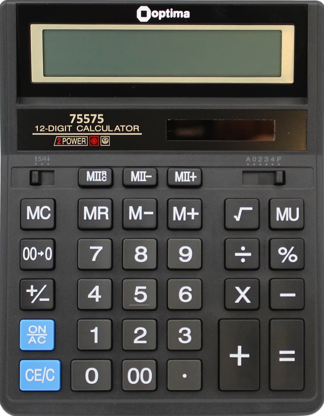 Калькулятор Optima 12-разрядный 203х158х30,5 мм (1) (10) (40) №O75575