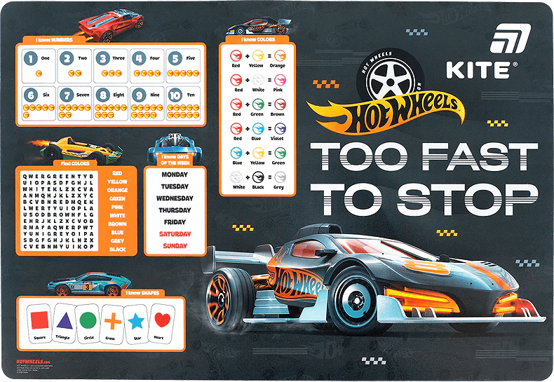Подкладка для стола "Kite" №HW26-207-1 Hot Wheels (42,5х29cм) PP(10)