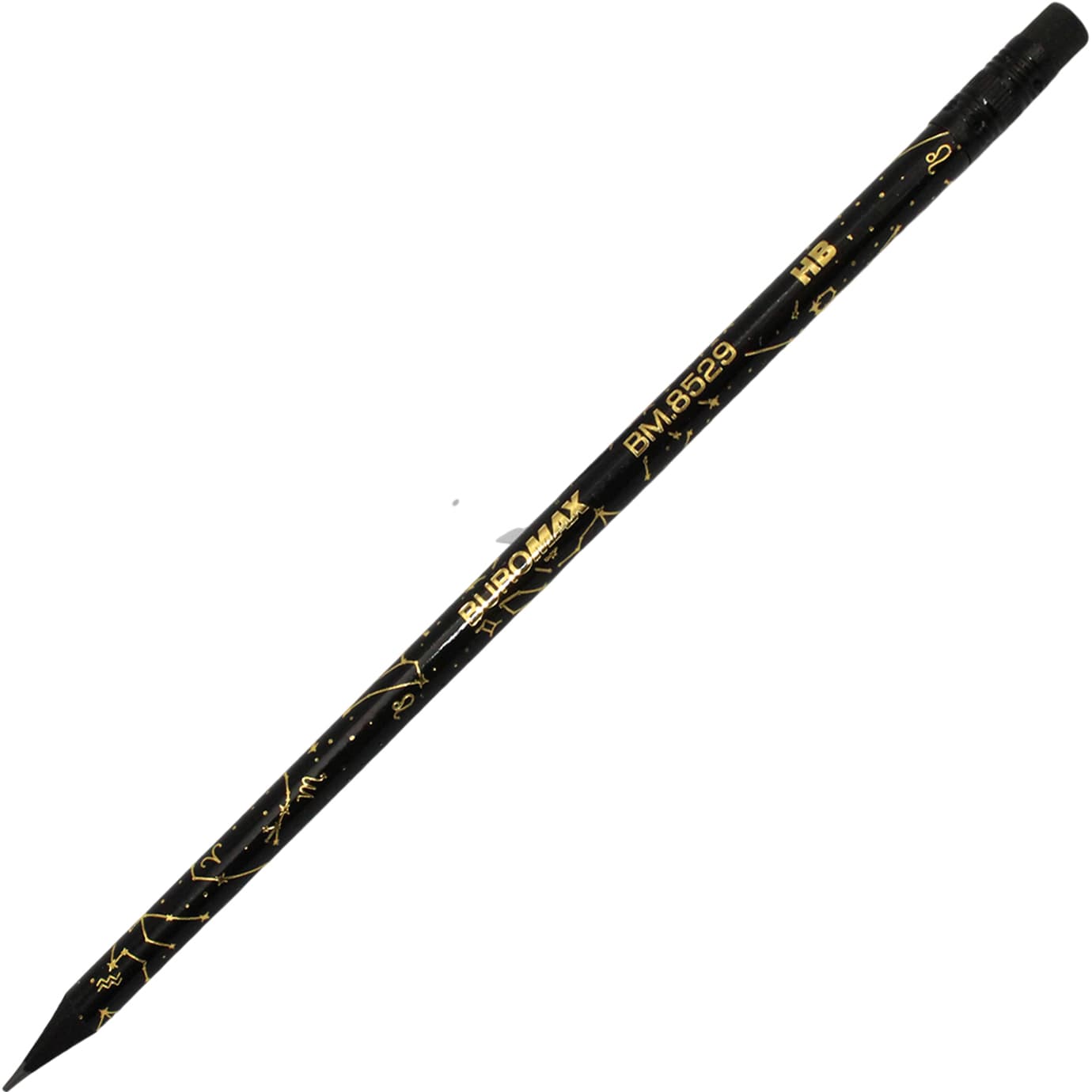 Олівець гр. "Buromax" №BM.8529 HB Black Zodiac з гумкою(100)