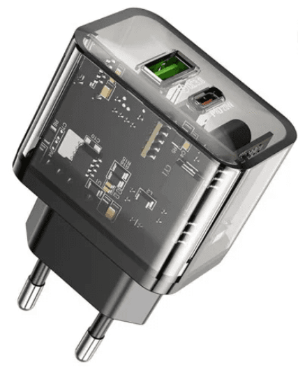 Зарядное устройство Hoco N34 быстрая зарядка 1USB+Type+C 3A 20w black/Breidon/