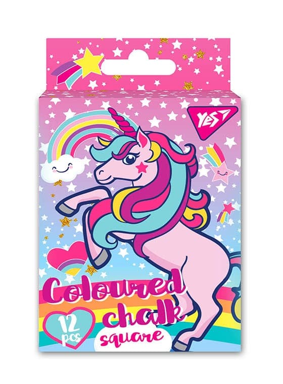 Мел цветной Yes 12 шт квадратный Unicorn (88) 400394