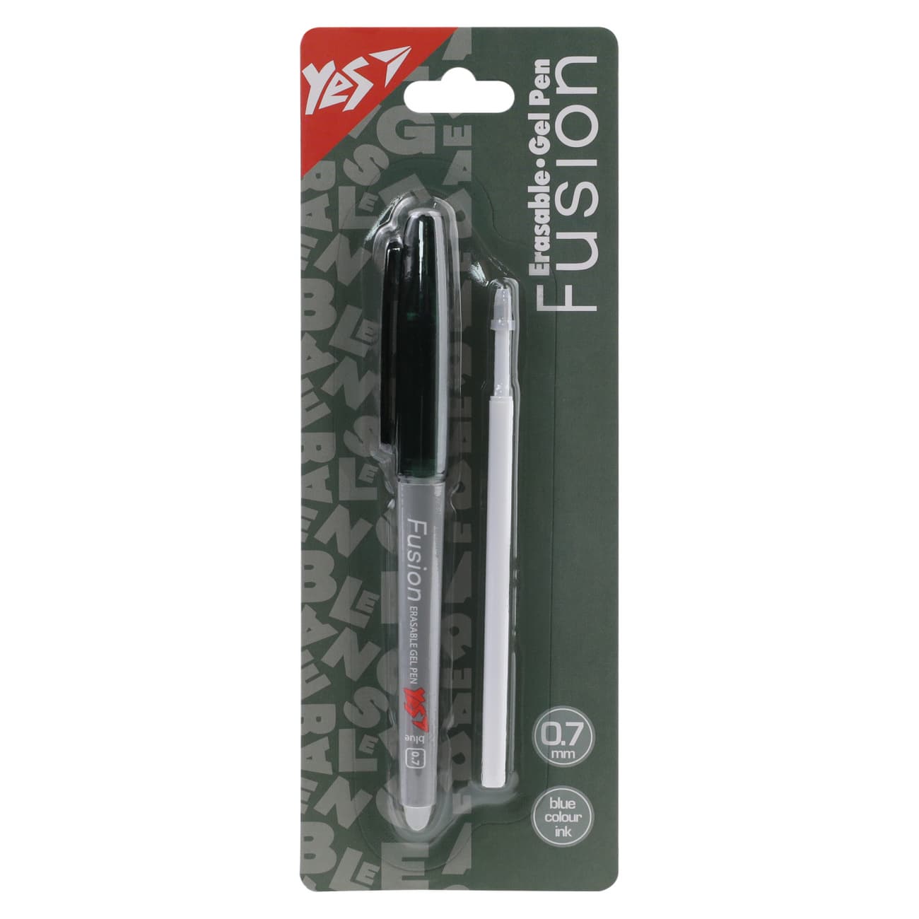 Ручка гел."Yes"№420461 Fusion Graphite"пиши-стирай"0,7мм у наборі зі стрижнем синя(18)(36)