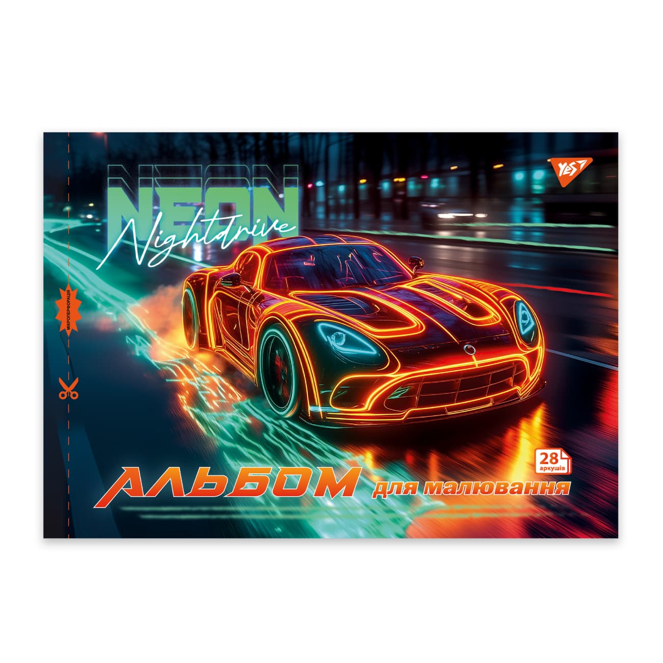 Альбом для малюв. на скобі 28/100 А4 з перфор. Cars №130606/Yes/(4)(96)