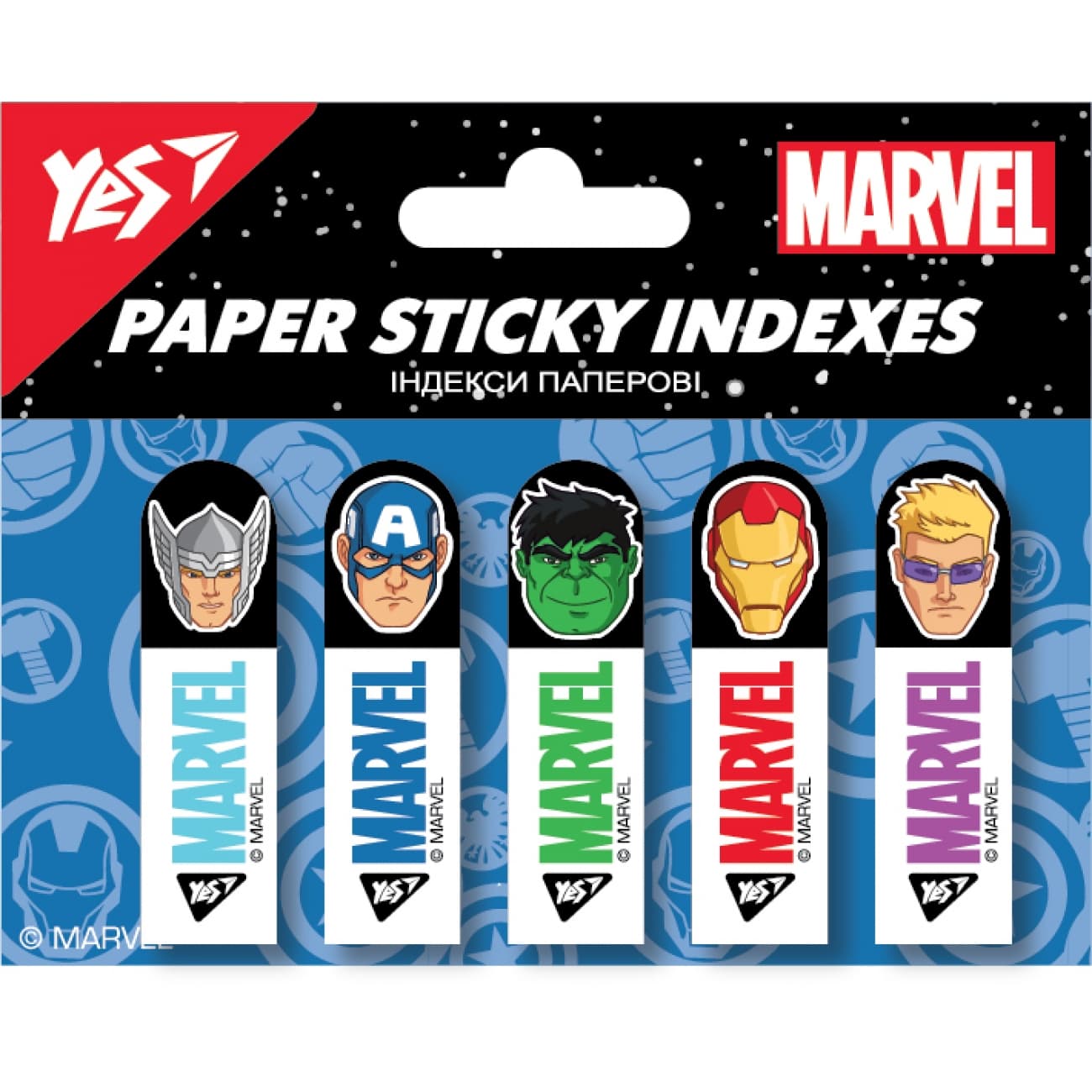 Стикеры-закладки бумаж. "Yes" Marvel.Avengers 50х15мм 100шт №170311(24)