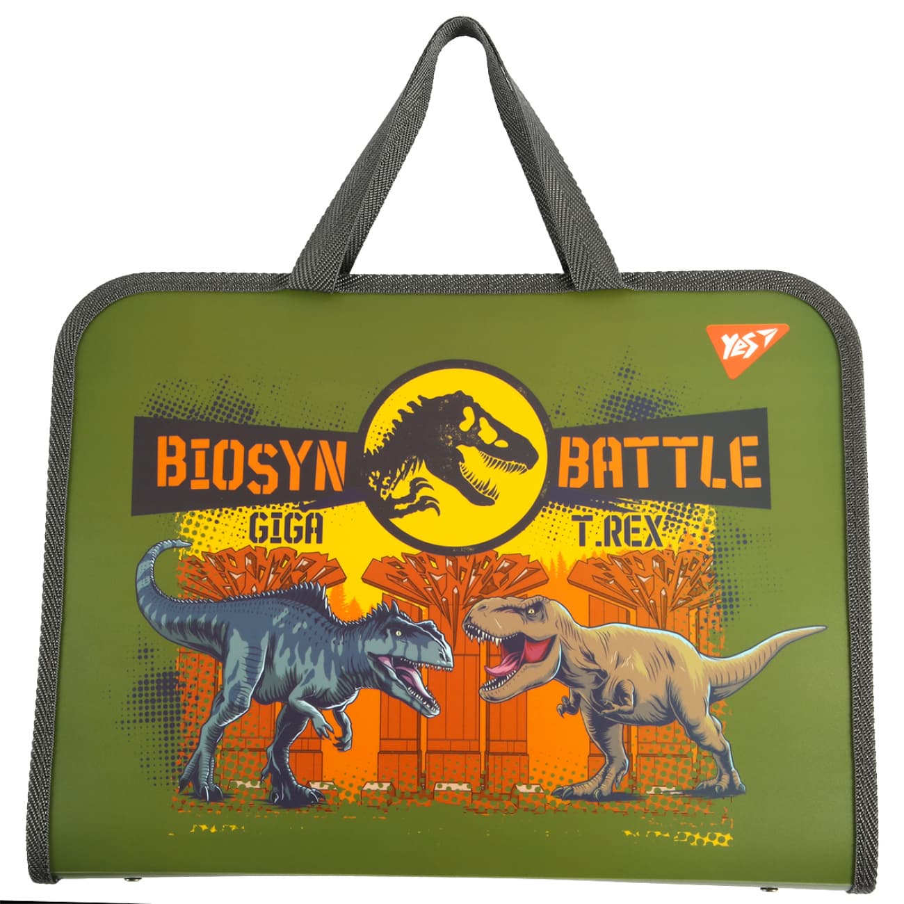 Папка-портфель "Yes" №492314 JURASSIC WORLD на блеск. с ручками(12)(48)