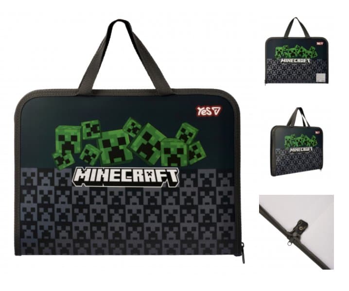 Папка-портфель "Yes" №492355 А4 "Minecraft.Creepers" на молн.,с ручками(12)(48)
