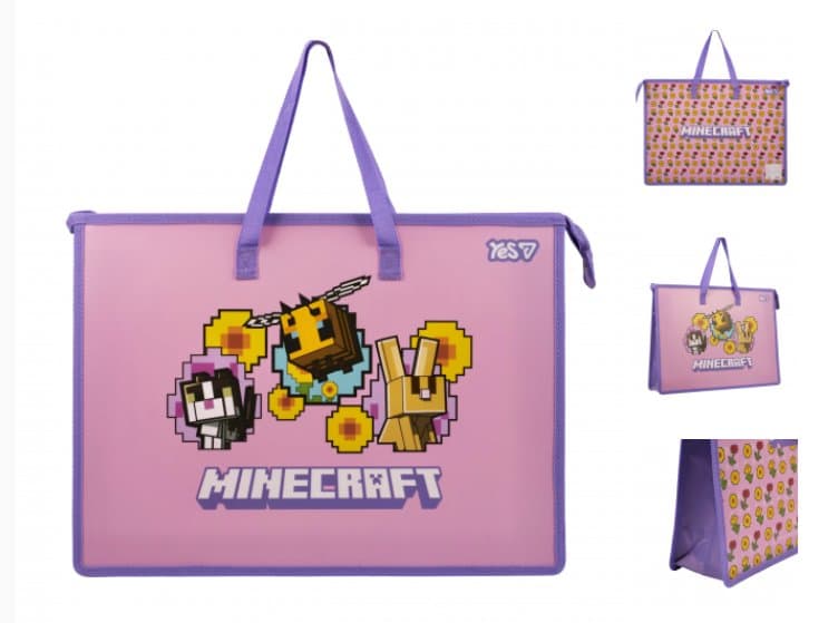 Папка-портфель "Yes" №492358 А3 "Minecraft. Bees" на молн.,с ручками(12)(48)