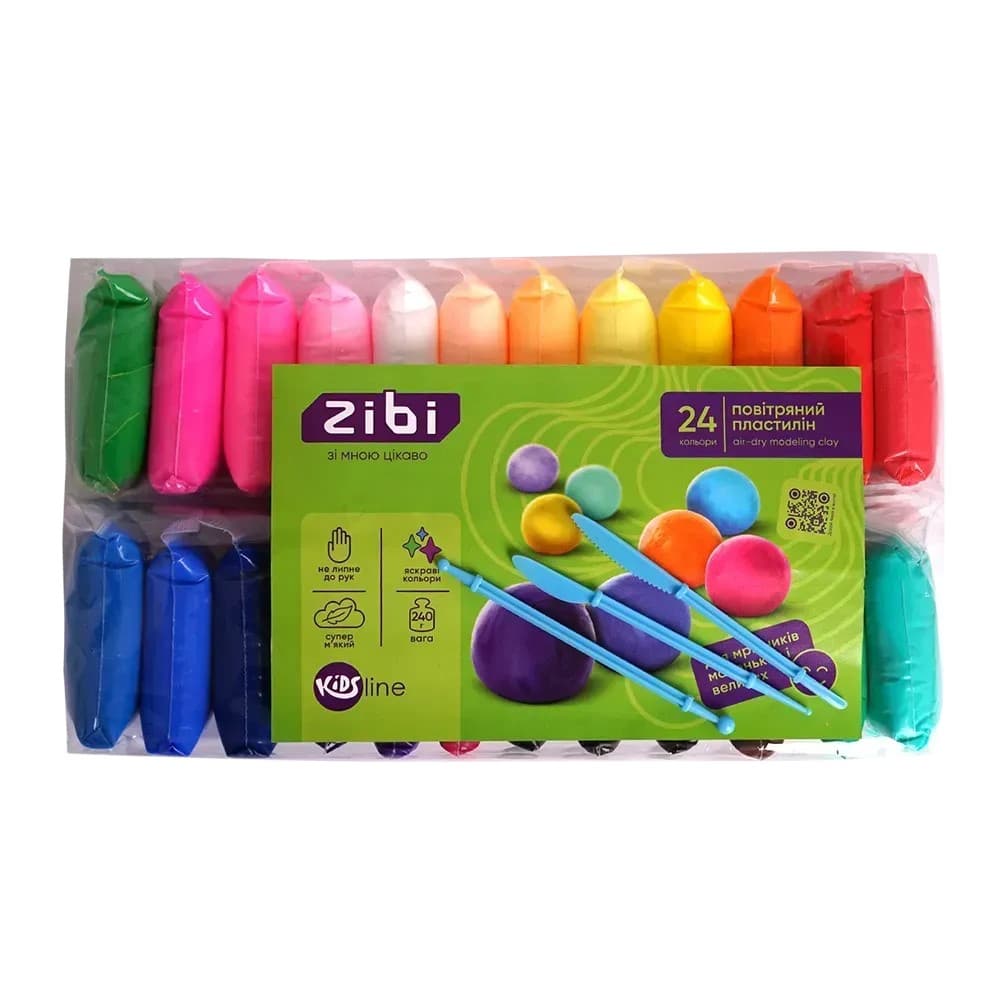 Набір для ліплення "Zibi" Kids з повітряним пластілином 24кольор. №ZB.6297(182)