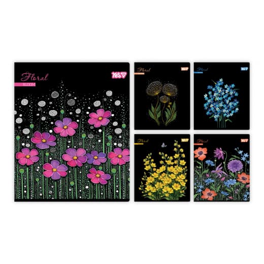 Зошит А5 YES 48арк. кліт. глитер+УФ+soft touch Floral bloom №768594(5)(100)