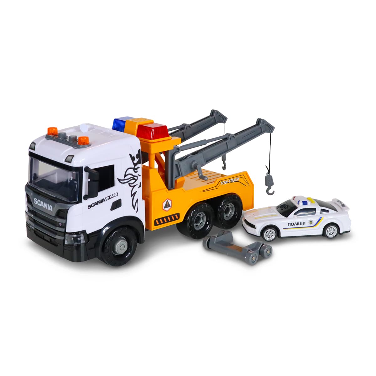 Ігровий набір"Technodriver"SCANIA Евакуатор з машиною поліції(світ.,звук)№3004KS/КіддіСвіт