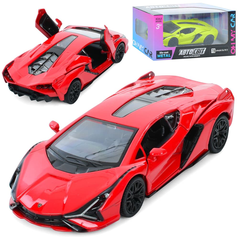Машина інер-а метал. "Автосвіт" Lamborghini Sian 12см,в кор-ці,15,5х7х7см №AS-3120(48)
