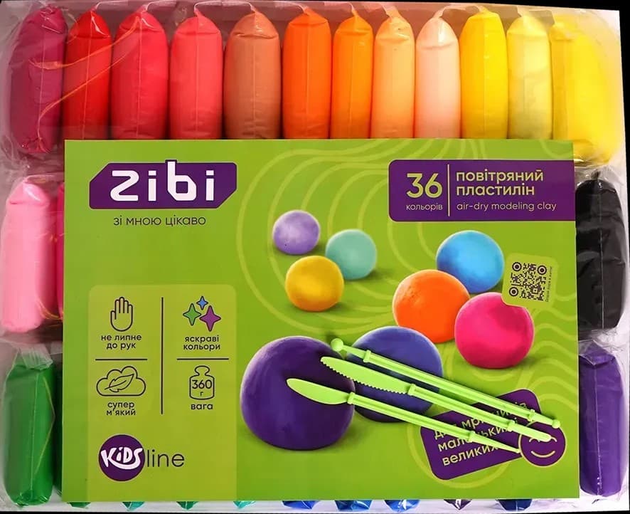 Набір для ліплення "Zibi" Kids з повітряним пластілином 36кольор. №ZB.6298